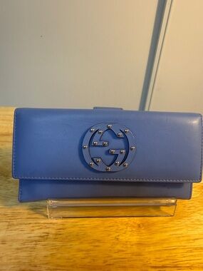Gucci Blue Crossbody Bag with Gold Chain